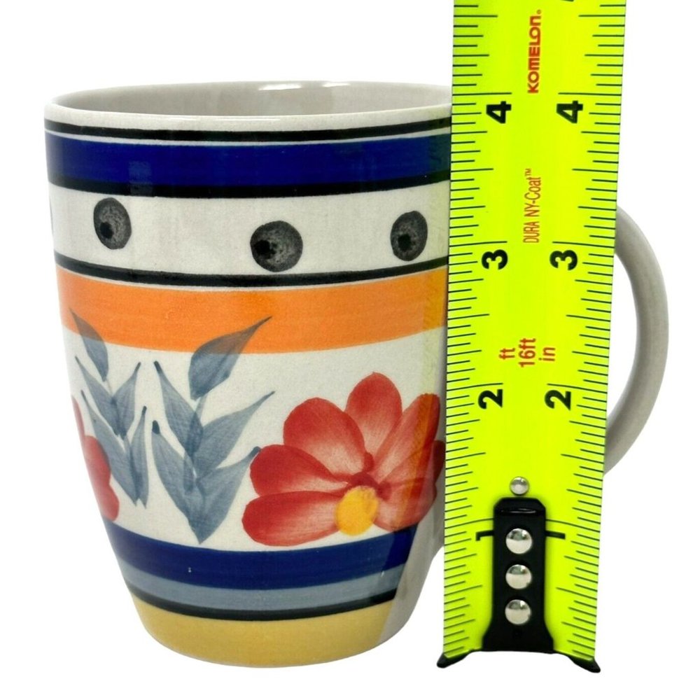 Azul Mug Hand Painted Ceramic Pottery Very Colorful Floral Coffee Tea Cup 10 oz - Picture 8 of 9